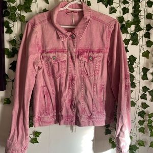 Free People pink acid wash denim Size Large No flaws EUC